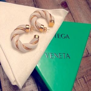 Bottega Veneta Gold Tone and Leather Earrings.  Euc.